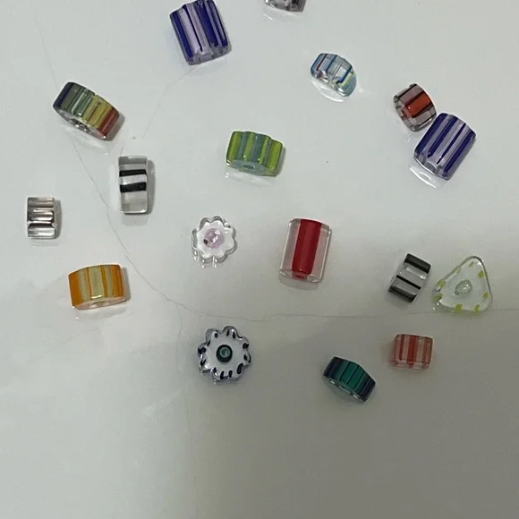 Mixed Furnace Glass Cane Beads, Assorted Shapes, Colors & Sizes, 8mm-14mm approx - Picture 2 of 7